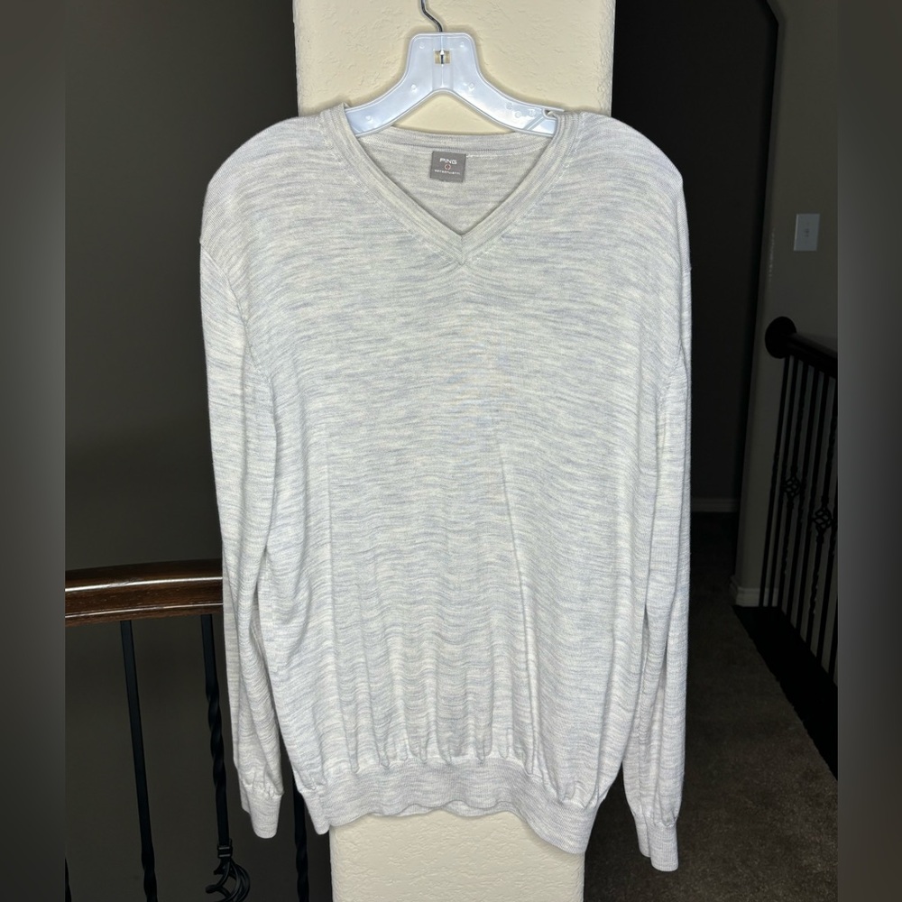 Ping Golf Sweater 100% Merino Wool Size XL Gray Preppy Golf Quiet Luxury